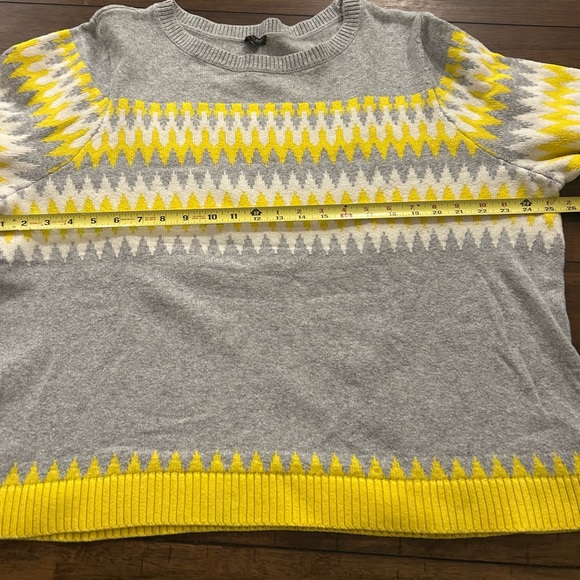 Talbots Plus Chevron Fair Isle Crewneck Sweater Gray Yellow Plus Size 3X - Picture 7 of 9